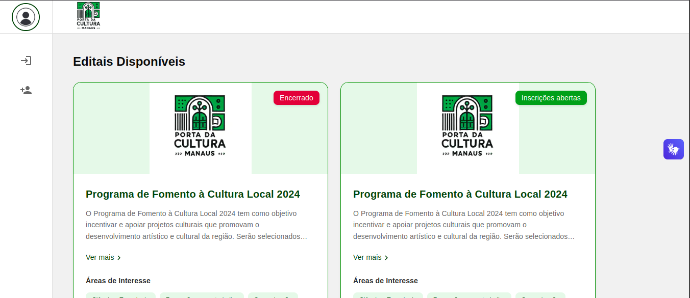 Porta da Cultura Manaus - Plataforma para Editais Culturais